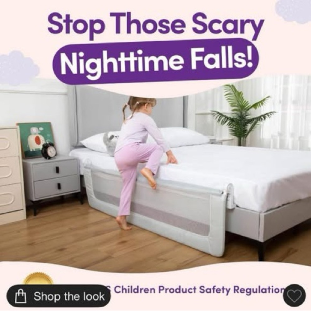 NEW- XL Universal ComfyBumpy Toddler Bed Rail /swing down EXTRA LONG 58”Wx 19.5”